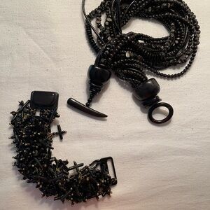 Sophisticated Black Beaded Jewelry Set